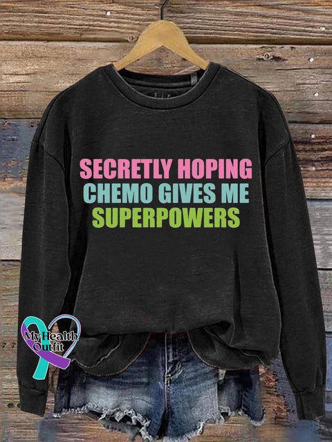 Secretly Hoping Breast Cancer Awareness Art Print Casual Sweatshirt Black / S