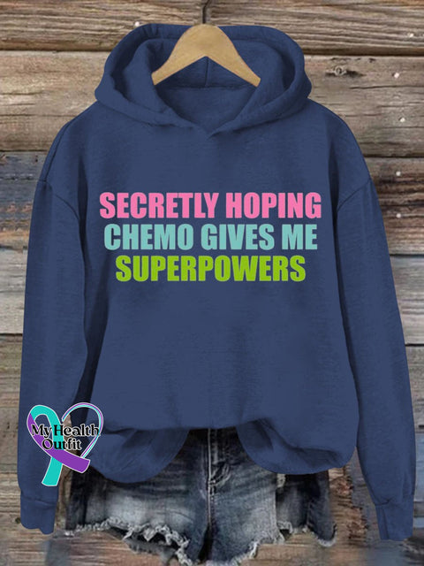 Secretly Hoping Breast Cancer Awareness Art Print Casual Sweatshirt Blue / S