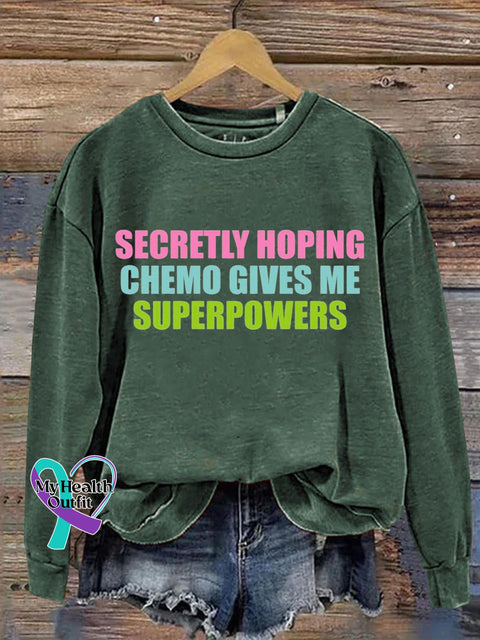 Secretly Hoping Breast Cancer Awareness Art Print Casual Sweatshirt Green / S