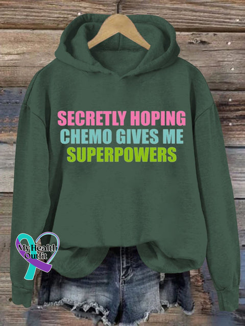 Secretly Hoping Breast Cancer Awareness Art Print Casual Sweatshirt Green / S