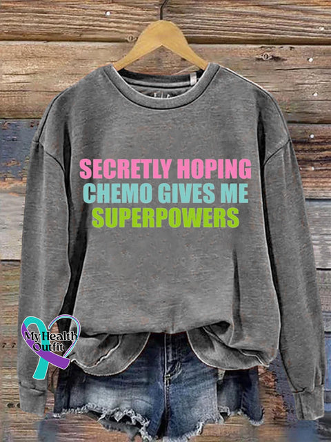 Secretly Hoping Breast Cancer Awareness Art Print Casual Sweatshirt Grey / S
