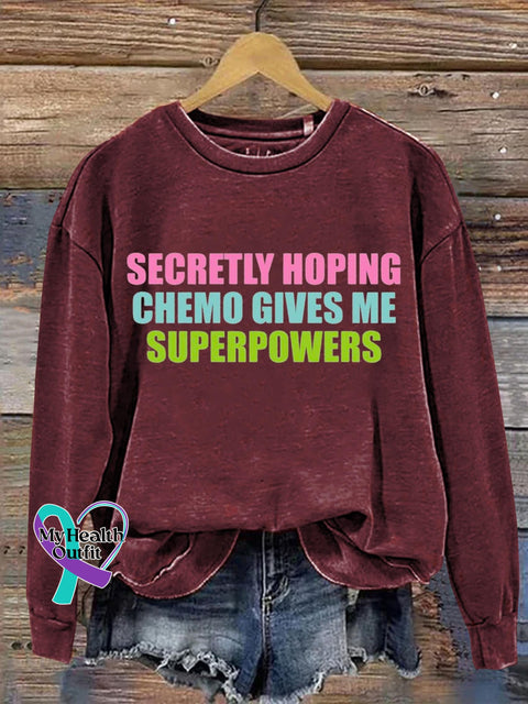 Secretly Hoping Breast Cancer Awareness Art Print Casual Sweatshirt Maroon / S