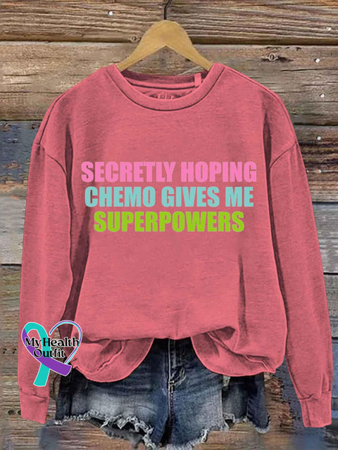 Secretly Hoping Breast Cancer Awareness Art Print Casual Sweatshirt Pink / S