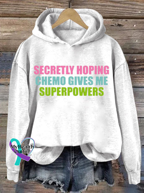 Secretly Hoping Breast Cancer Awareness Art Print Casual Sweatshirt White / S