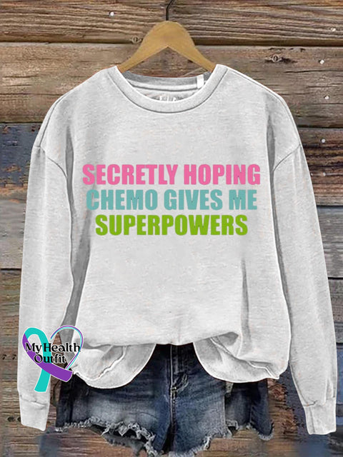 Secretly Hoping Breast Cancer Awareness Art Print Casual Sweatshirt White / S