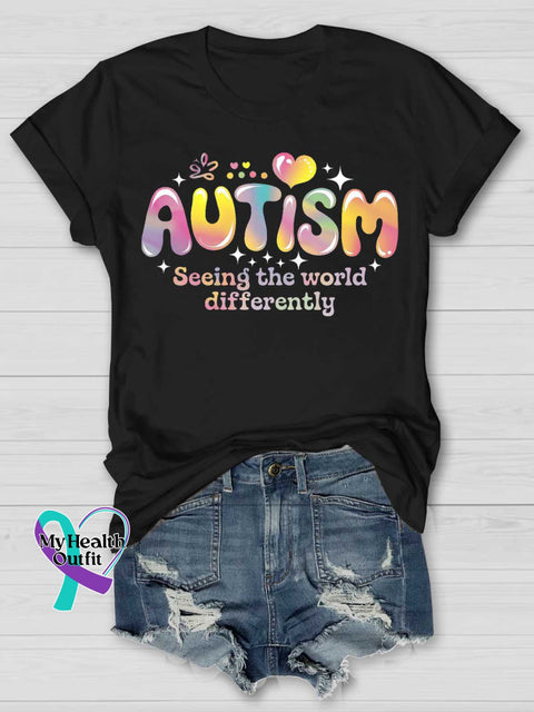 Seeing The World Differently Autism Awareness T-shirt Black / S
