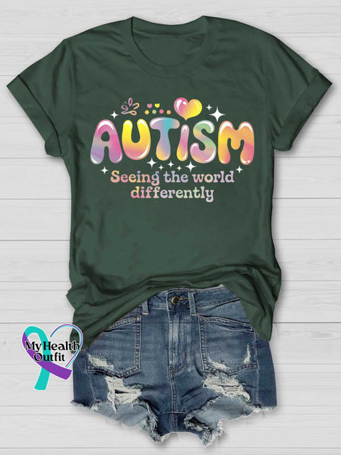 Seeing The World Differently Autism Awareness T-shirt Green / S