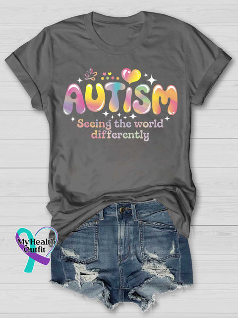 Seeing The World Differently Autism Awareness T-shirt Grey / S
