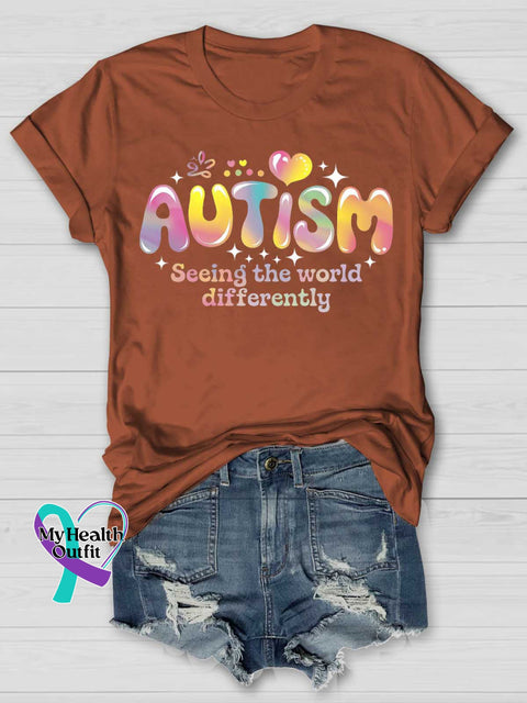 Seeing The World Differently Autism Awareness T-shirt Orange / S