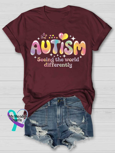 Seeing The World Differently Autism Awareness T-shirt Red / S