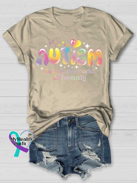 Seeing The World Differently Autism Awareness T-shirt Sand / S