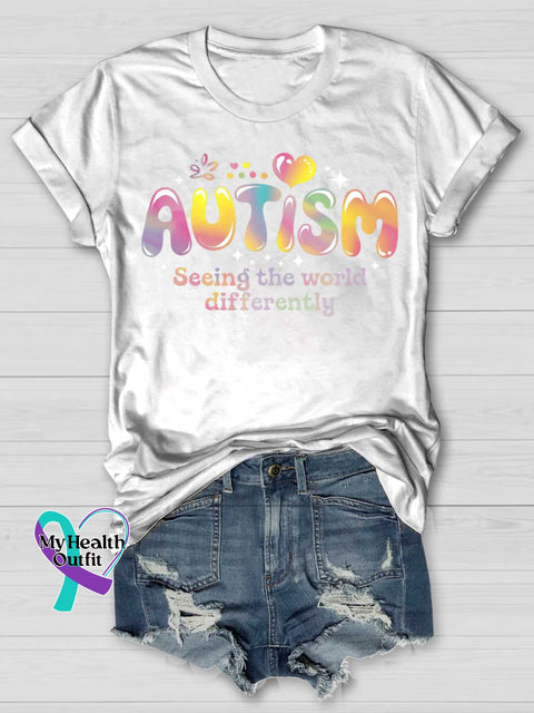 Seeing The World Differently Autism Awareness T-shirt White / S