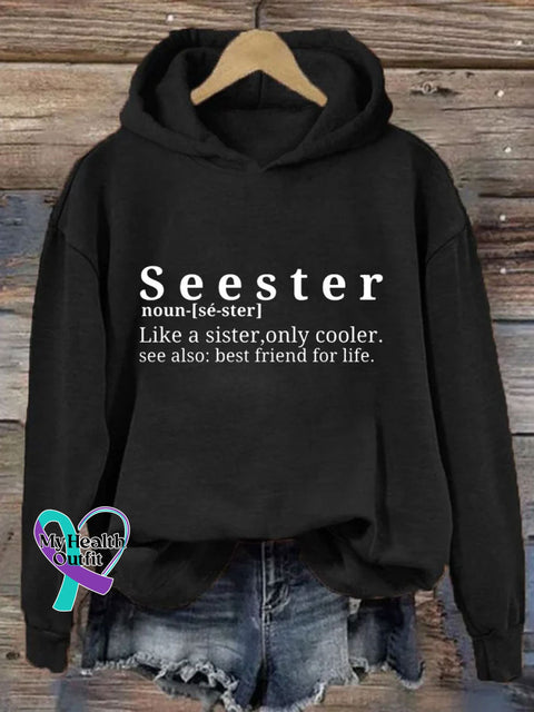 Seester Like A Sister Only Cooler Hoodie Black / S