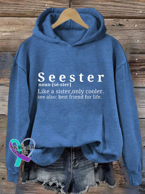 Seester Like A Sister Only Cooler Hoodie Blue / S