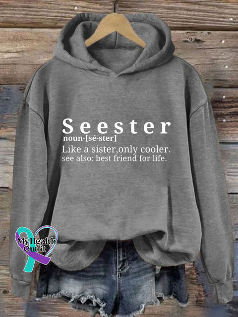 Seester Like A Sister Only Cooler Hoodie Darkgrey / S