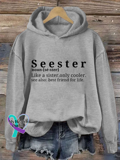 Seester Like A Sister Only Cooler Hoodie Grey / S
