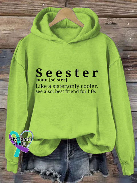 Seester Like A Sister Only Cooler Hoodie Lightgreen / S