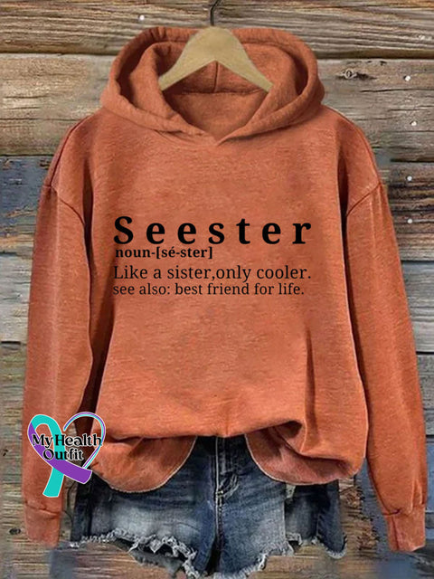 Seester Like A Sister Only Cooler Hoodie Orange / S