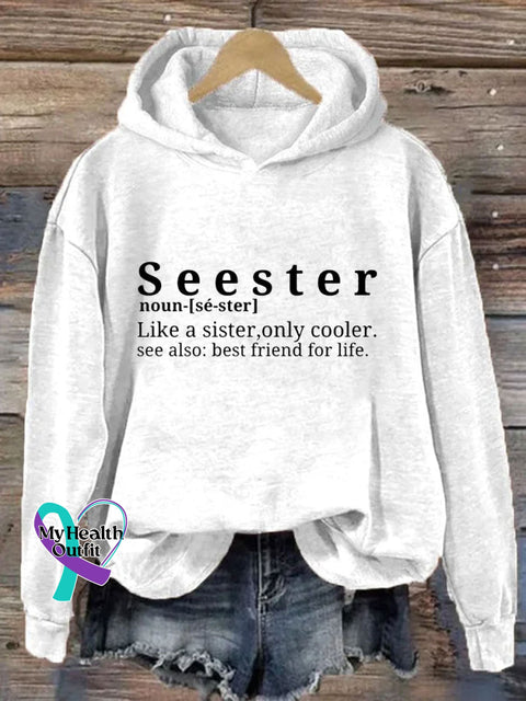 Seester Like A Sister Only Cooler Hoodie White / S