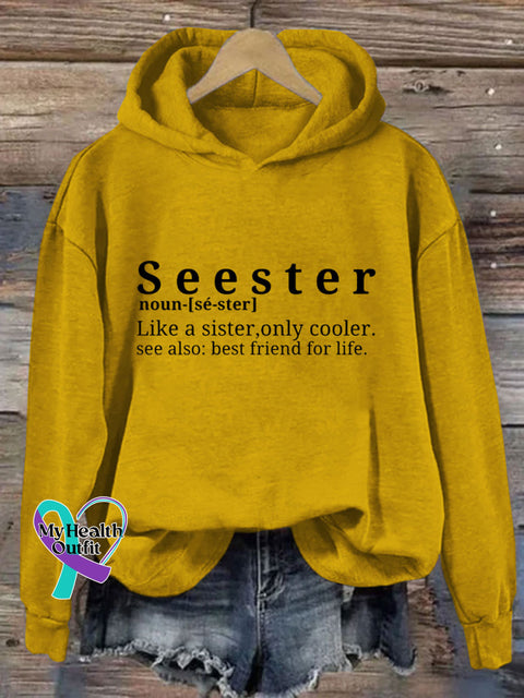 Seester Like A Sister Only Cooler Hoodie Yellow / S