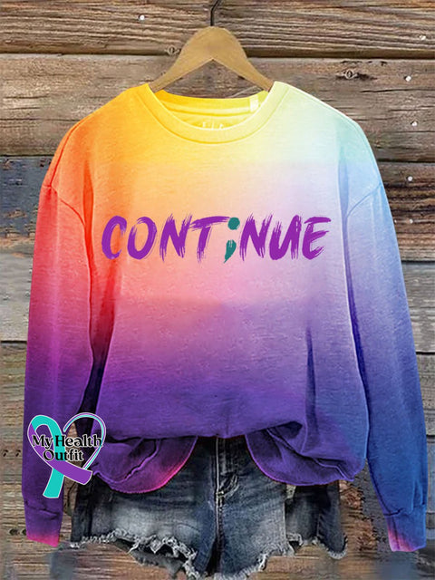 Self-Harm Continue Print Casual Sweatshirt As Shown / S