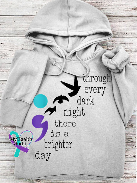 Semicolon Suicide Prevention Awareness Print Hooded Sweatshirt White / S
