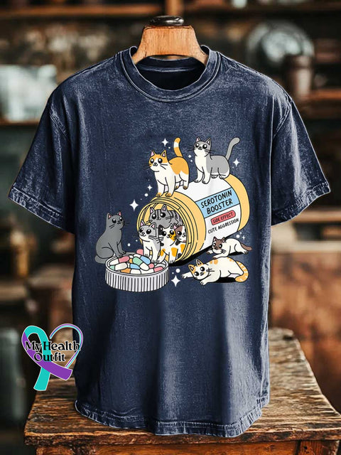 Serotonin Booster SIDE EFFECT CUTE AGGRESSION Cats T-shirt Blue / S