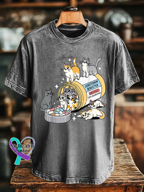Serotonin Booster SIDE EFFECT CUTE AGGRESSION Cats T-shirt Grey / S