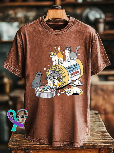 Serotonin Booster SIDE EFFECT CUTE AGGRESSION Cats T-shirt Orange / S