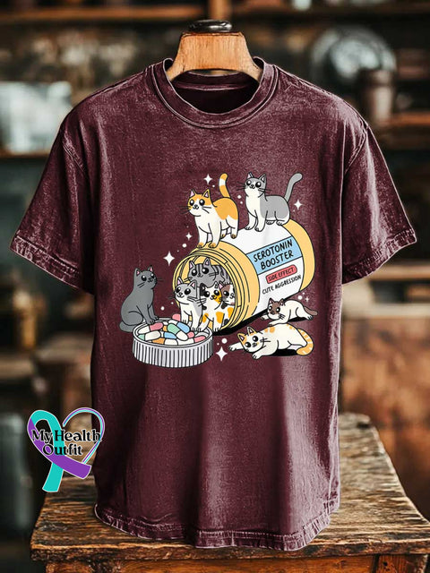 Serotonin Booster SIDE EFFECT CUTE AGGRESSION Cats T-shirt Red / S