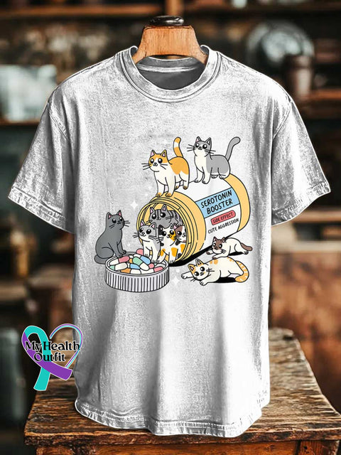 Serotonin Booster SIDE EFFECT CUTE AGGRESSION Cats T-shirt White / S