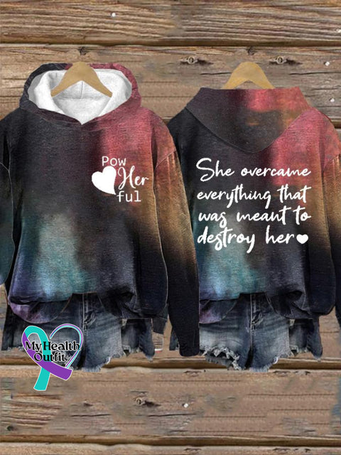 She Overcame Everything That Was Meant To Destroy Her Casual Hoodie Sweatshirt Multicolor / S