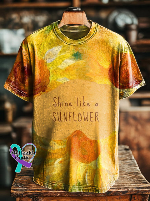 Shine Like A Sunflower Printed Casual Crew Neck Short Sleeve T-Shirt Multicolor / S
