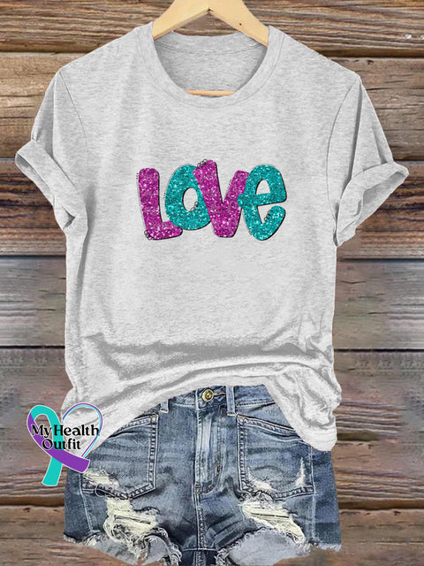 Shining Love Printed Casual Round Neck Short Sleeve T-Shirt White / S