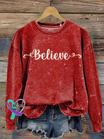 Shiny Believe Pattern Art Print Casual Sweatshirt Red / S