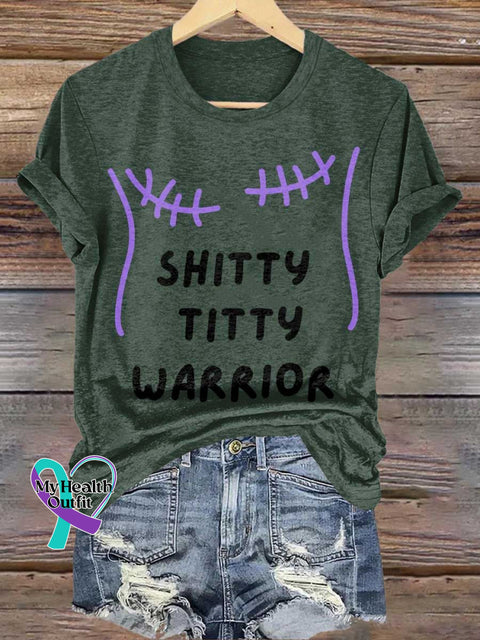 SHITTY TITTY WARRIOR Breast Cancer Awareness T shirt Green / S