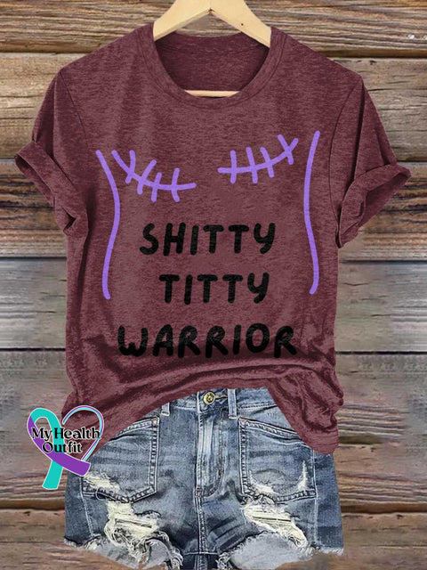 SHITTY TITTY WARRIOR Breast Cancer Awareness T shirt Red / S