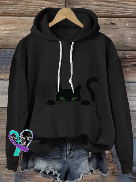 Shy Cat Casual Hoodie Black / S