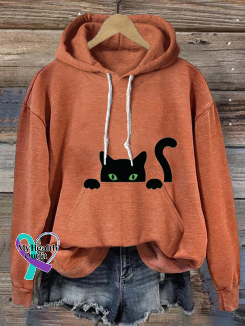 Shy Cat Casual Hoodie Orange / S