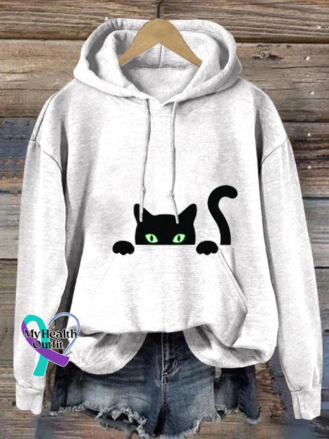 Shy Cat Casual Hoodie White / S