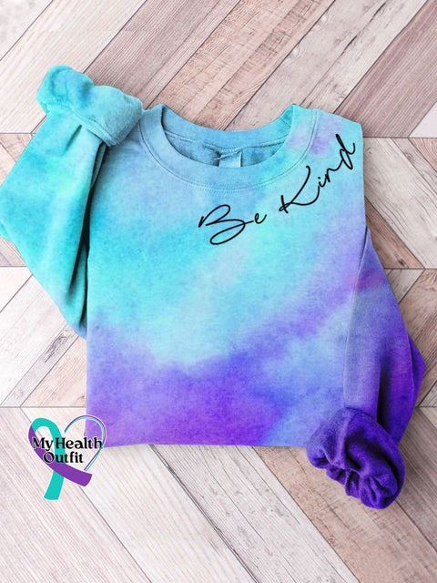 Simple Design Be Kind Print Casual Sweatshirt Multicolor / S