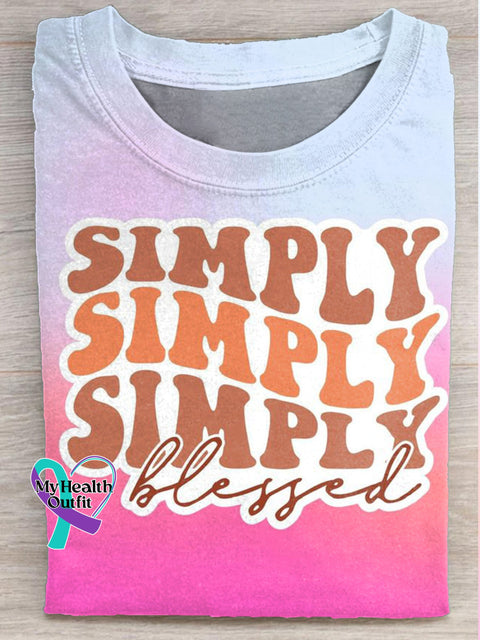 Simply Blessed Gradient Print Casual Crew Neck Short Sleeve T-Shirt Multicolor / S