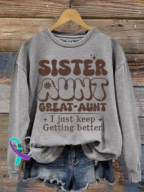 Sister Aunt Great Announcement Gift Print Casual Sweatshirt Grey / S