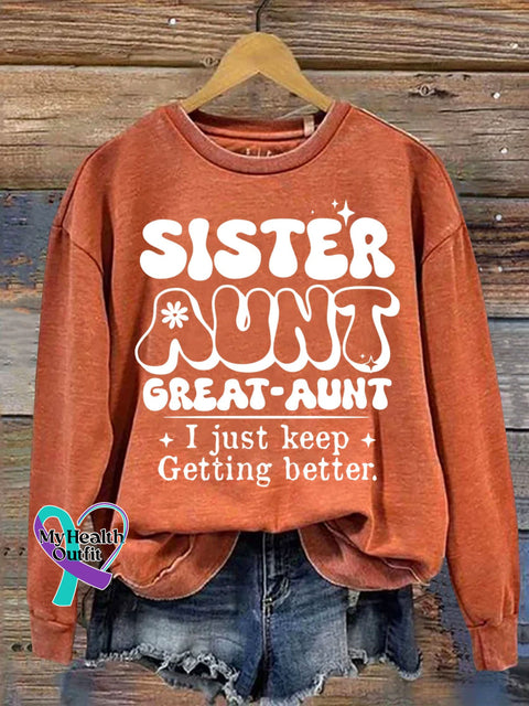 Sister Aunt Great Announcement Gift Print Casual Sweatshirt Orange / S