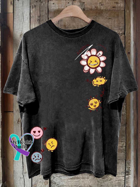 Smiley Face Mental Health Awareness T-Shirt Black / S
