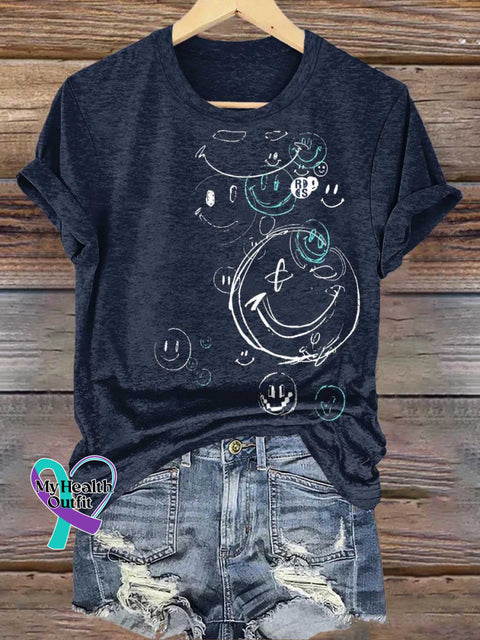 Smiley Face Mental Health Awareness T-shirt Blue / S