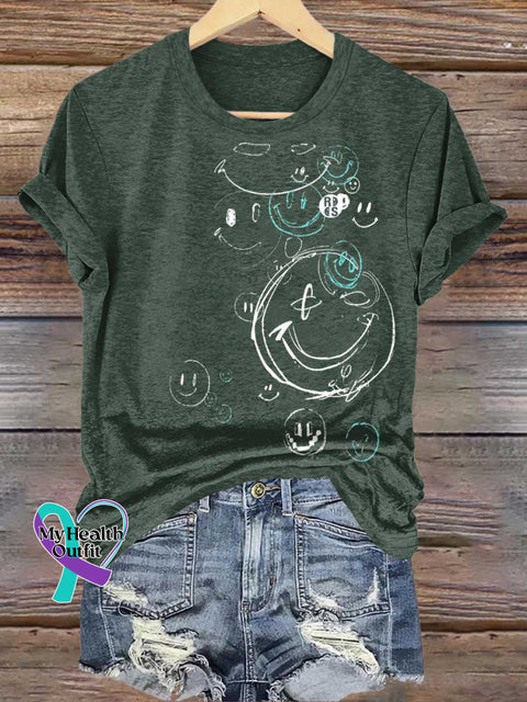 Smiley Face Mental Health Awareness T-shirt Green / S