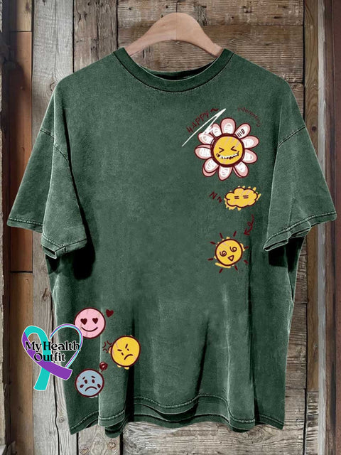 Smiley Face Mental Health Awareness T-Shirt Green / S