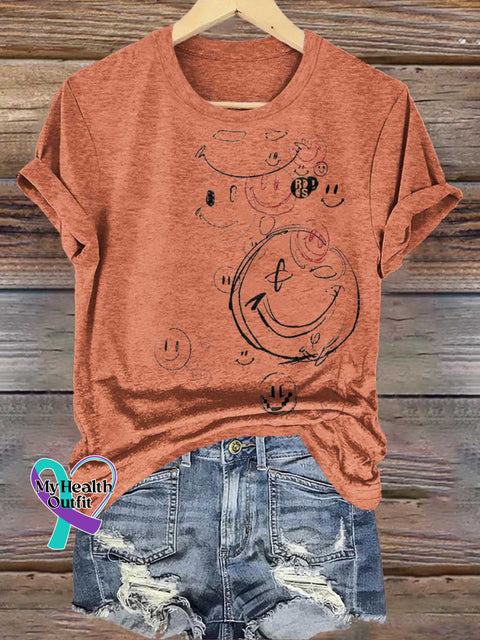 Smiley Face Mental Health Awareness T-shirt Orange / S