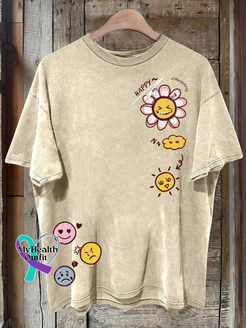 Smiley Face Mental Health Awareness T-Shirt Sand / S